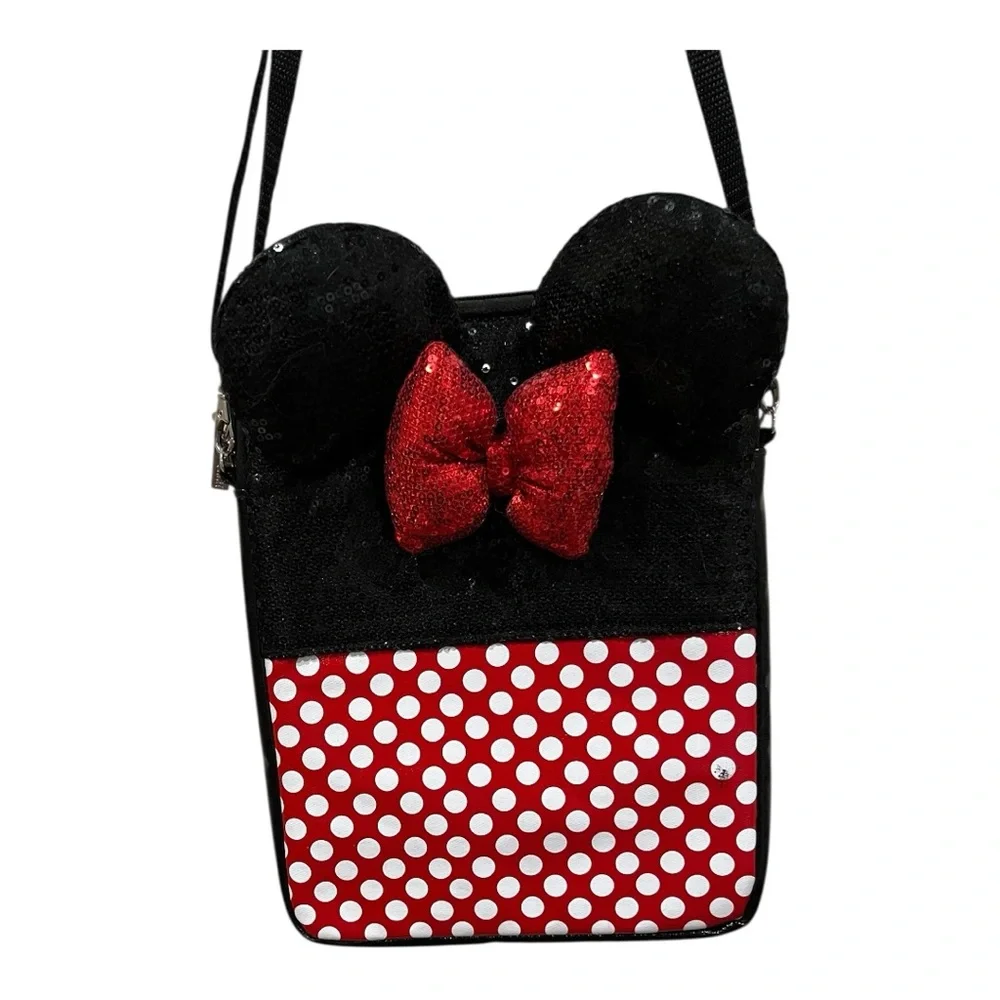 Disney Parks Mini Mouse sparkly polka dot crossbody bag tablet bag